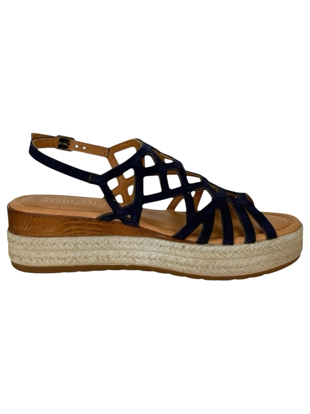 Bella Vita Zip-Italy Navy Leather Womens Wedge Sandals Size 12M - Picture 5 of 14